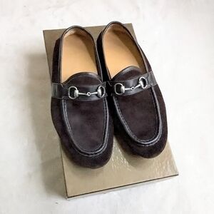 Gucci Horsebit Loafers Brown Suede Men 8.5 Leather